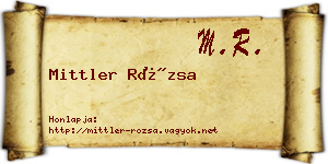 Mittler Rózsa névjegykártya